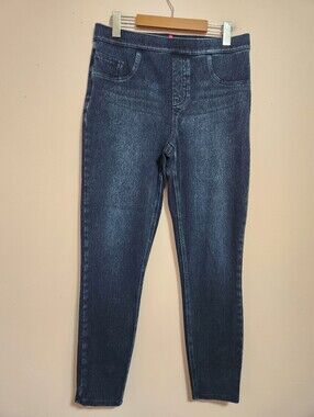 SPANX Jean-ish Denim Leggings Pull On Jeggings Dark Wash Shaping Pants Size L